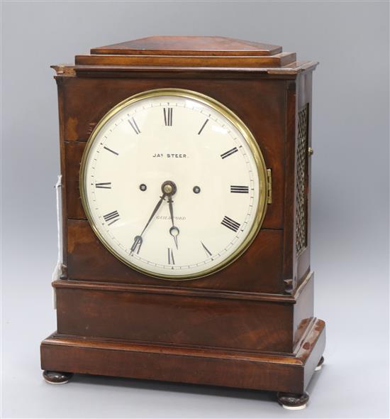 A Regency mahogany bracket clock, signed James Steer height 40cm